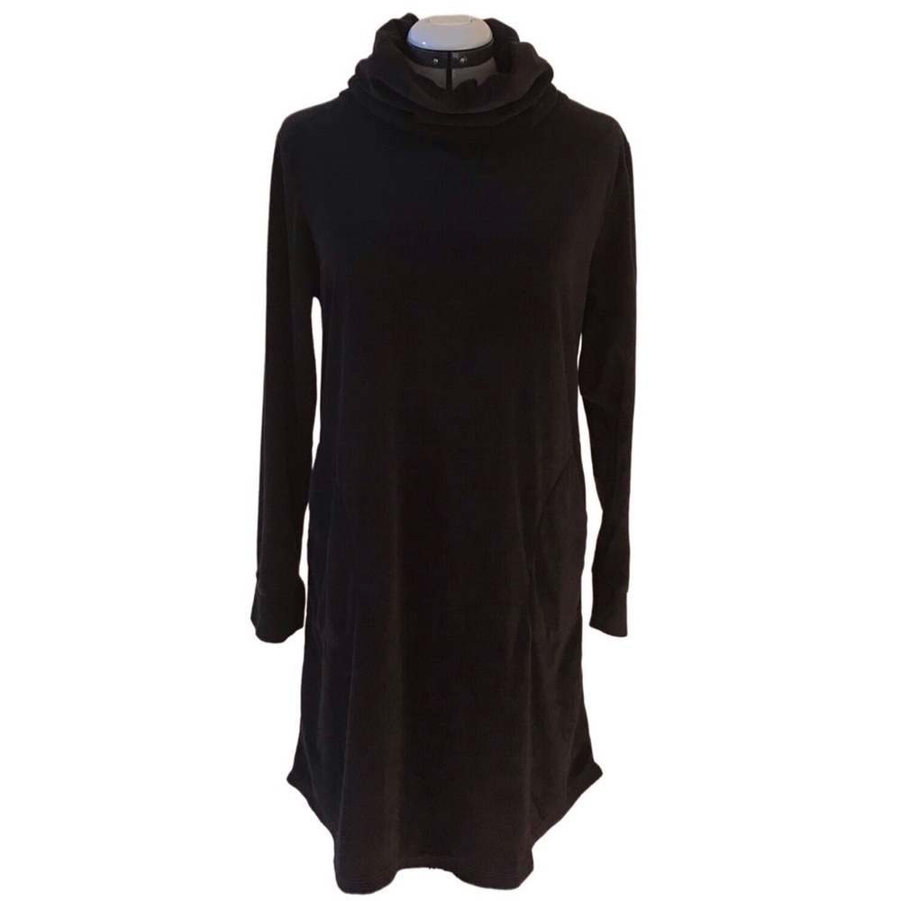 H HALSTON Velvet Velour Black Dress S Small Heritage Cowl Neck Shift Terry 4 6